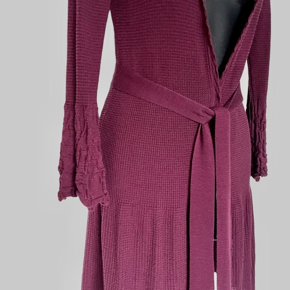 Women’s Knit Wrap Sweater/Belted Jacket/Long Cardigan in Burgundy (Size Small) - Picture 10 of 13